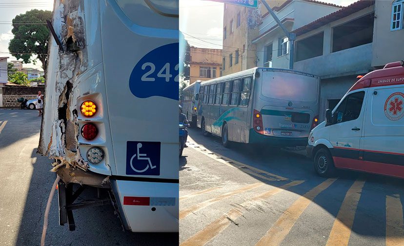 Colisão entre dois transcol na Serafim derenzi em Santo Antônio