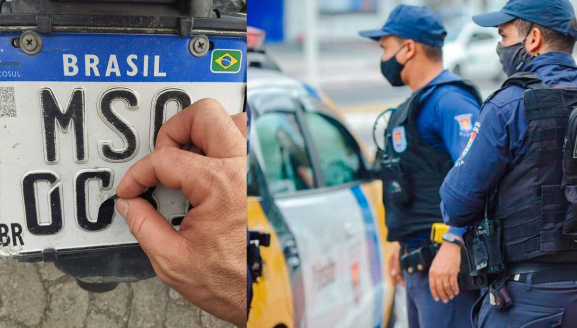 Motoqueiro é preso ao ser pego com placa falsa